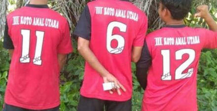 Ini tiga dari empat pemain sepaktakraw Padang Laring