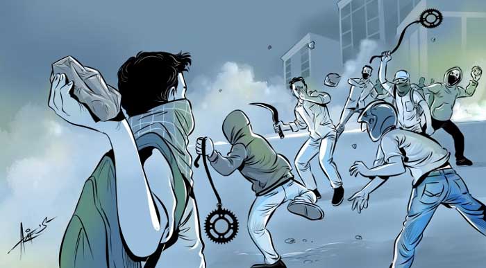 ilustrasi tawuran pelajar di Kota Padang.