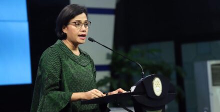 Menteri Keuangan Sri Mulyani bicara di IMF World Bank 2023.
