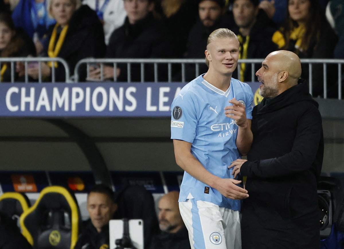Erling Haaland dan Josep Guardiola.