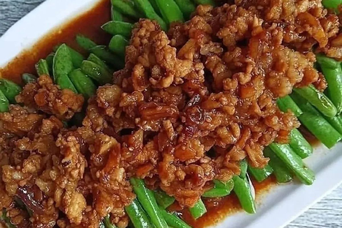 Resep buncis siram daging cincang.