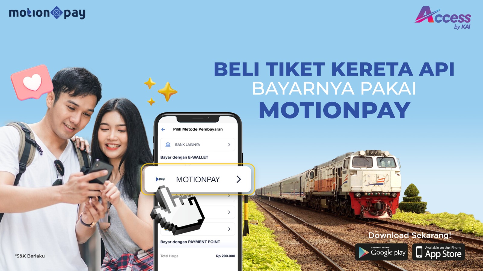 Bayar tiket kereta api bisa pakai motionpay.