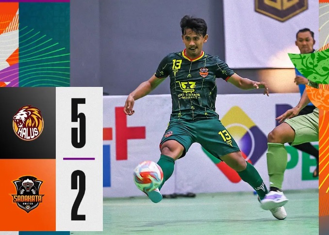 Halus FC Jakarta menang 5-2 atas Sadakata United di Liga Futsal Profesional 2023-2024.