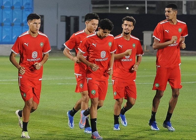 Timnas Maroko U-17 bersiap menghadapi Timnas Mali U-17.