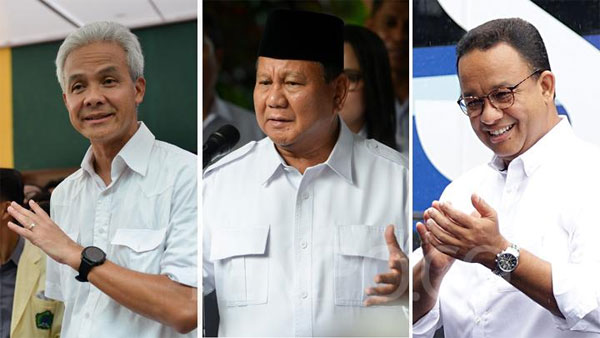Tiga Bacapres, Ganjar Pranowo, Probowo dan Anies Baswedan.