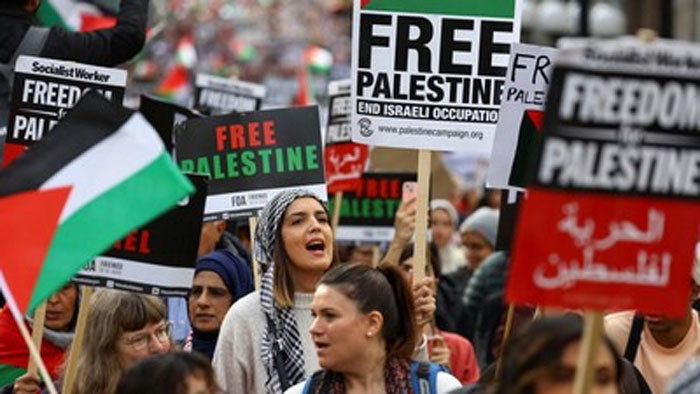 Demo pro Palestina di London.(reuter/cnnindonesia)