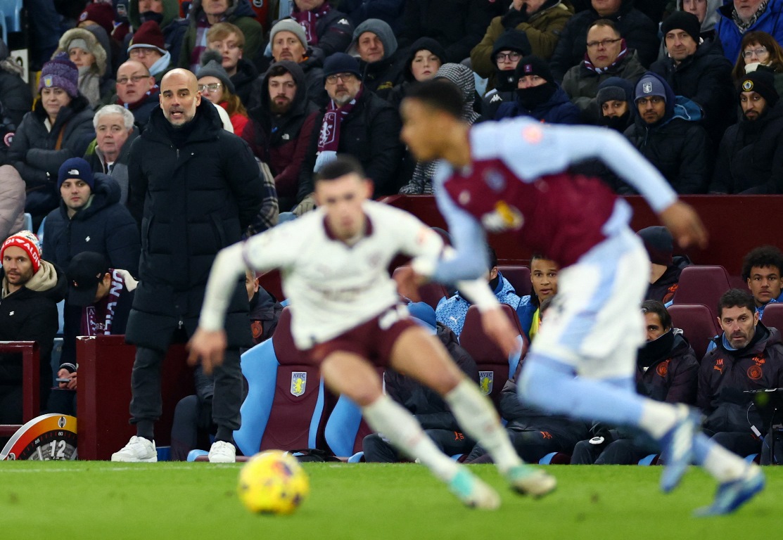 Josep Guardiola di laga Aston Villa vs Manchester City.