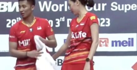 Momen Dejan Ferdinansyah/Gloria Emanuelle Widjaja dilarang kibarkan bendera Indonesia di podium Syed Modi International 2023.