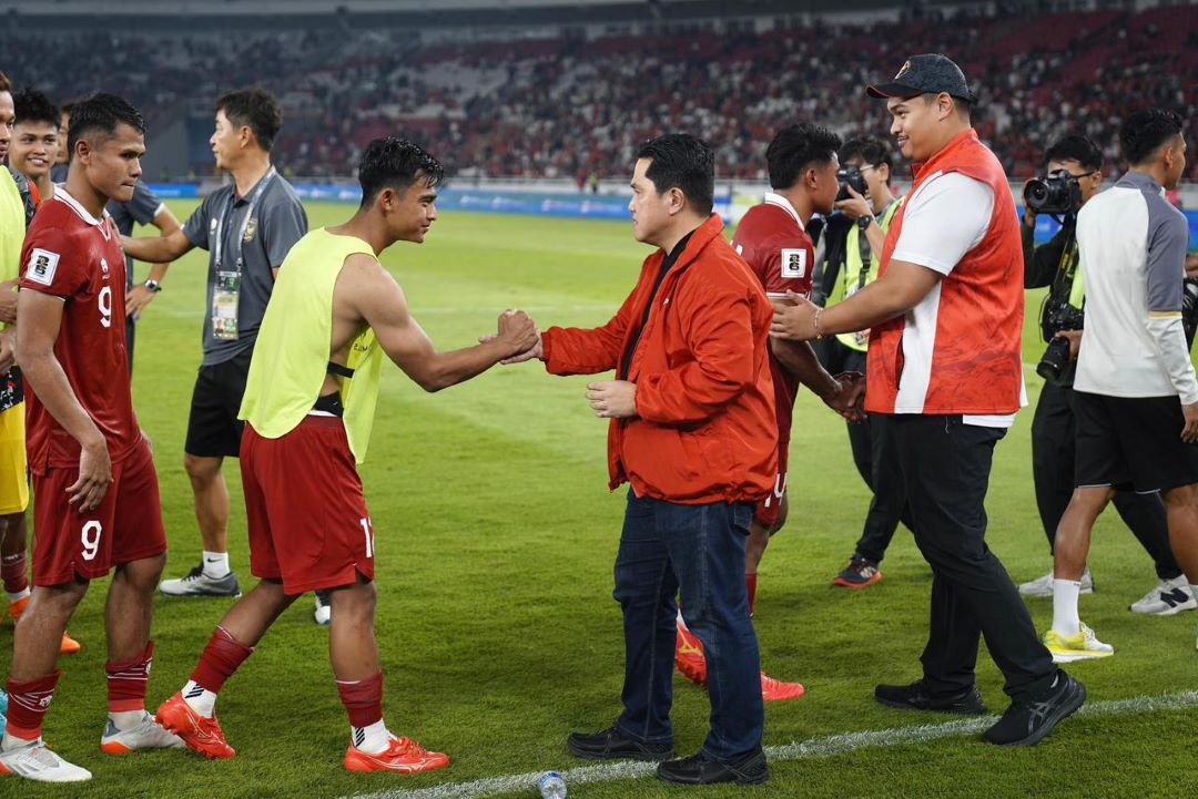 Erick Thohir bakar semangat para pemain Timnas Indonesia jelang hadapi Vietnam di Piala Asia 2023.