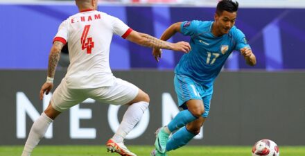 Suasana laga Timnas Suriah vs India di Piala Asia 2023.