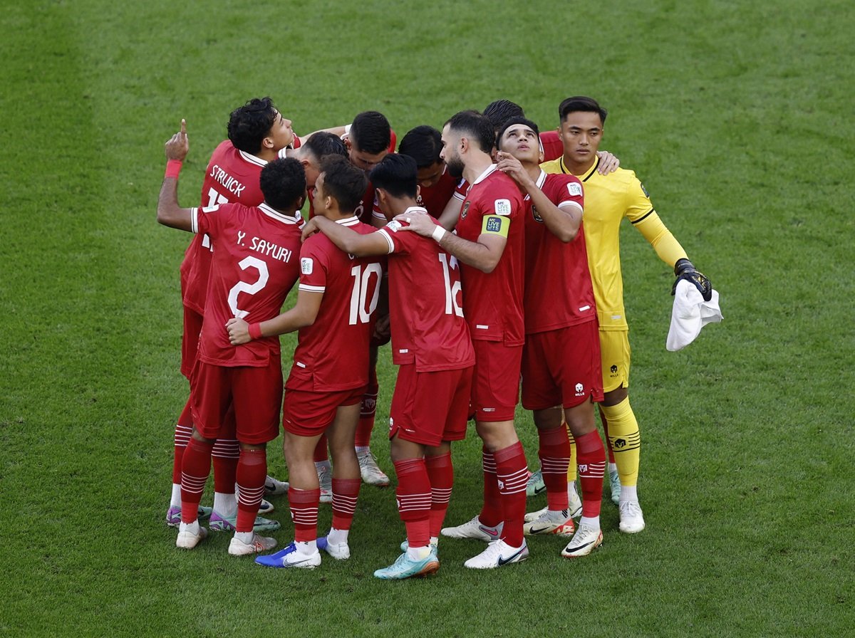 Laga Timnas Indonesia vs Timnas Jepang di Piala Asia 2023.