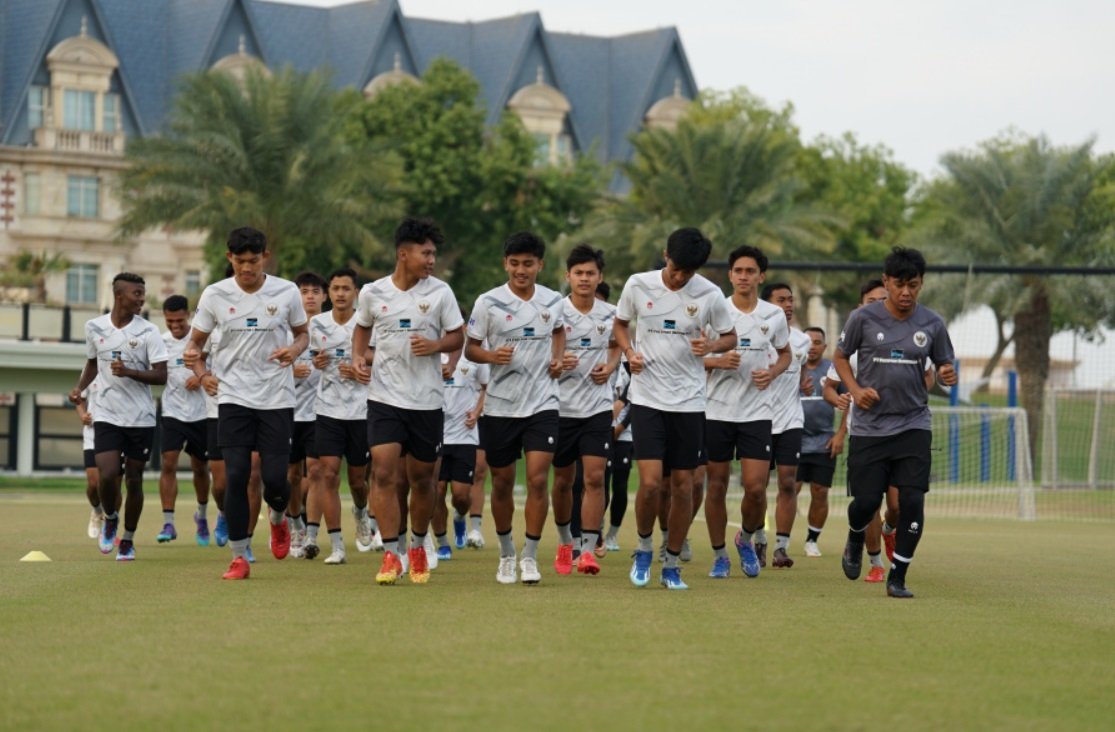 Para pemain Timnas Indonesia U-20 di sesi pemusatan latihan.