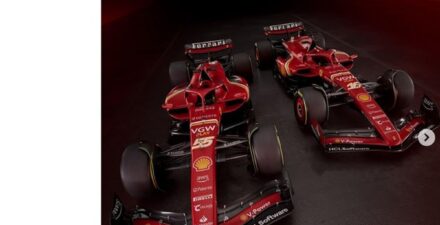 Penampakan Tim Scuderia Ferrari di F1 2024.