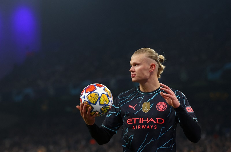 Erling Haaland memuncaki daftar top skor Liga Champions 2023-2024 dengan lima gol.