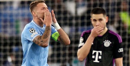 Laga Lazio vs Bayern Munich di Liga Champions 2023-2024.