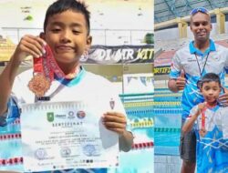 Kejuaraan Riau Aquatic Junior Sprint V 2024 ; Atlet Renang Kota Pariaman Muhammad Habibie Abrar Raih Medali Perunggu