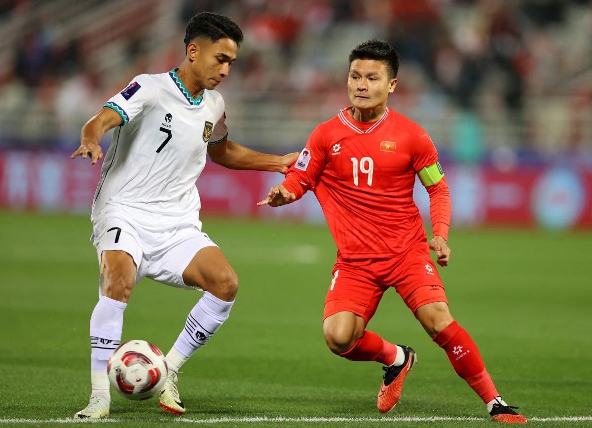 Nguyen Quang Hai saat Timna Vietnam menghadapi Timnas Indonesia di Piala Asia 2023.