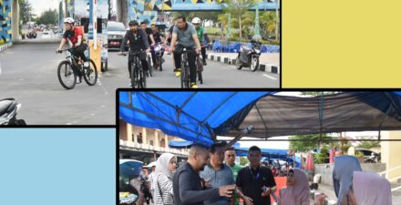 Wagub Audy Joinaldy Bersepeda Kelilingi Kota Pariaman dan Borong Takjil Pedagang Dengan Bagikan kepada Warga