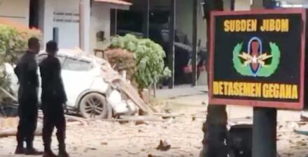 Penampakan ledakan Mako Brimob Po;da Jatim.