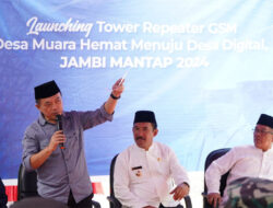 Pj Bupati Kerinci Asraf Dampingi Gubernur Jambi Launching Repeater GSM di Desa Muara Hemat