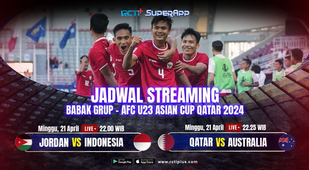 Saksikan perjuangan Timnas Indonesia U-23 melawan Timnas Yordania U-23 di RCTI+.
