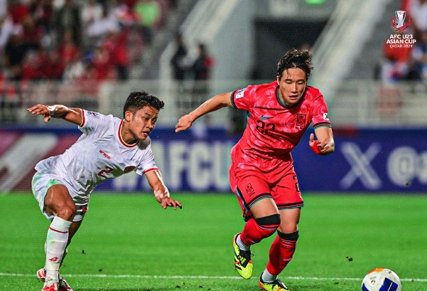 Timnas Indonesia U-23 vs Timnas Korea Selatan U-23 di Piala Asia U-23 2024.