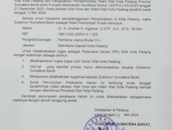 Gubernur Sumbar Tunjuk Andree Algamar Menjadi Plh Wali Kota Padang