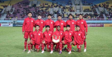 Para pemain Timnas Indonesia U-16 kala berlaga.