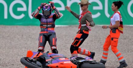 Jorge Martin gagal finis usai terjatuh di MotoGP Jerman 2024.