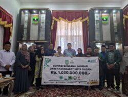 Pemprov Sumbar Terima Bantuan Penanganan Bencana dari Masyarakat Kota Batam Senilai Rp1.05 Miliar