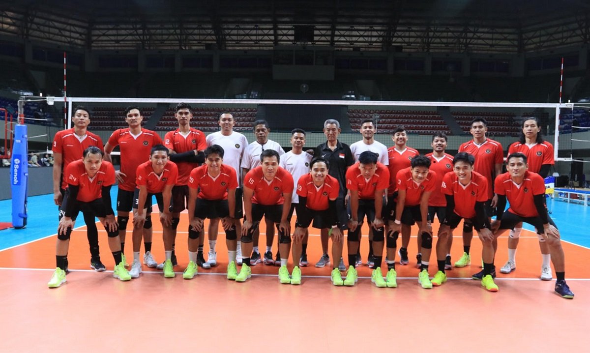 Timnas Voli Putra Indonesia kala berlaga.