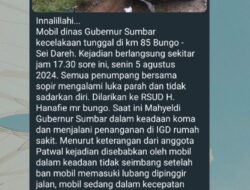 Pemprov Sumbar Tegaskan Informasi BA 1 Alami Kecelakaan adalah Berita Hoaks