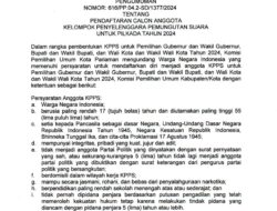 KPU Kota Pariaman, Pendaftaran Calon Anggota KPPS Pilkada Tahun 2024