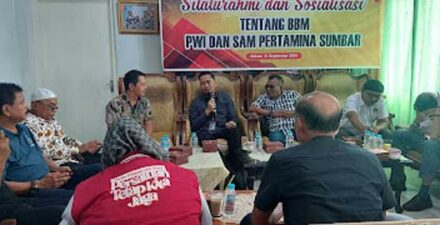 Silaturrahmi dan sosialisasi tentang BBM PWI dan SAM Pertamina Sumbar, Selasa (10/9/2024).