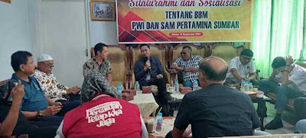 Silaturrahmi dan sosialisasi tentang BBM PWI dan SAM Pertamina Sumbar, Selasa (10/9/2024).
