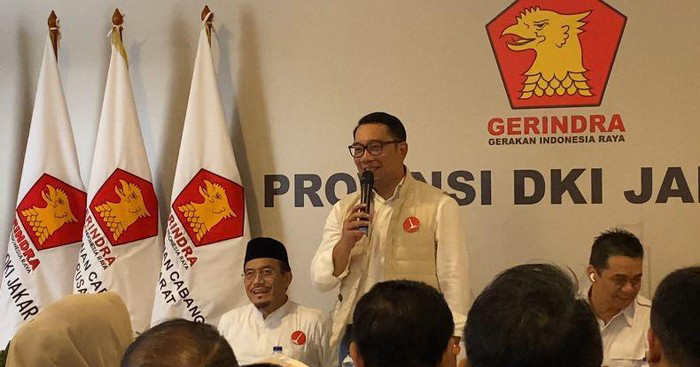 Ridwan Kamil dalam acara peresmian kantor DPD Gerindra Jakarta