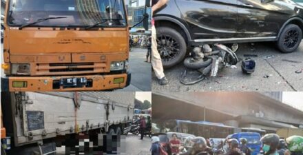 Truk Tronton Menabrak 8 Kendaraan