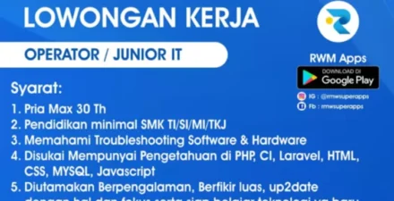 PT Relasi Mahakarya Wijaya Buka Lowongan Operator/Junior IT, Cek Syaratnya!