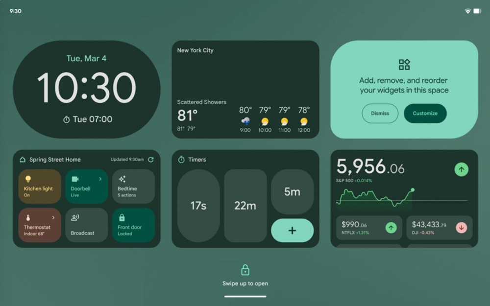 Widget layar kunci Android.