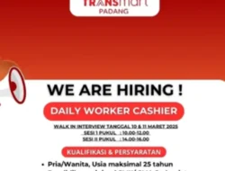 Transmart Padang Buka Lowongan Daily Worker Cashier, Walk-in Interview 10-11 Maret 2025