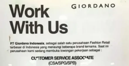 Giordano Buka Lowongan Customer Service Associate di Padang, Cek Syaratnya di Sini!