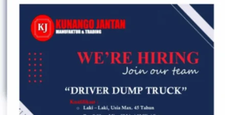 Lowongan Kerja PT. Kunango Jantan, Dibuka Posisi Driver Dump Truck, Cek Syaratnya di Sini!