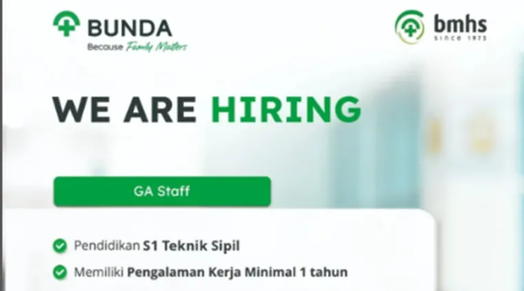 Lowongan Kerja RSU Bunda Padang! Dibuka Posisi GA Staff, Cek Syaratnya di Sini!