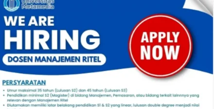 Universitas Metamedia Buka Lowongan Dosen Manajemen Ritel, Deadline 29 Juni 2025.