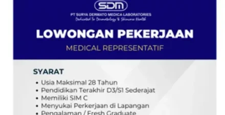 Karier Cemerlang di Dunia Kesehatan Kulit, SDML Buka Lowongan Medical Representative Juli 2025.