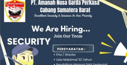 ANGP Buka Lowongan Satpam di Sumatera Barat, Usia Maksimal 32 Tahun
