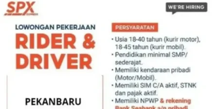 SPX Express Pekanbaru Buka Lowongan Rider & Driver, Gaji Menarik dan Lingkungan Kerja Profesional!