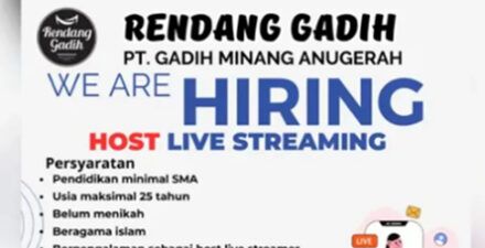 PT Gadih Minang Anugerah Buka Lowongan Host Live Streaming, Penempatan Payakumbuh.