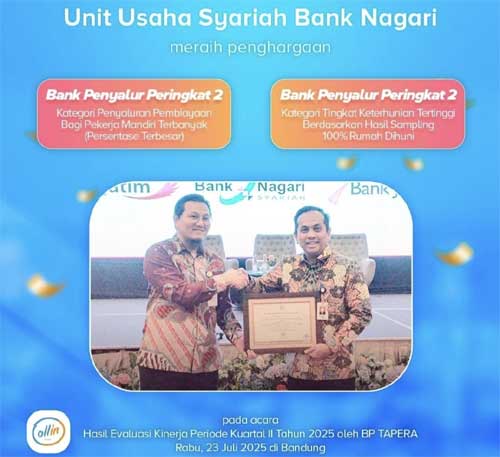 Bank Nagari Sabet Dua Penghargaan Nasional dari BP Tapera.