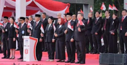 Jajaran pimpinan Bank Indonesia saat upacara HUT RI ke-80.